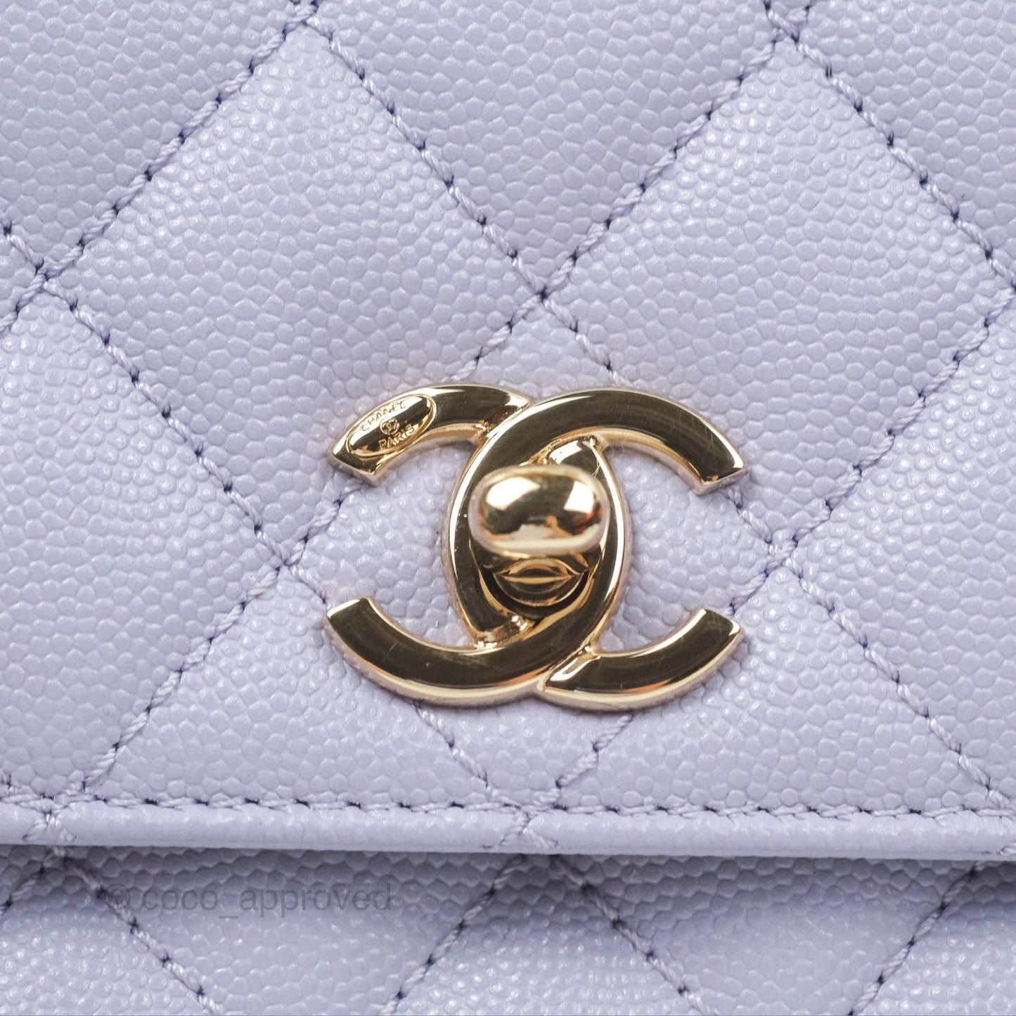Chanel Small Coco Handle Lilac Caviar Gold Hardware
