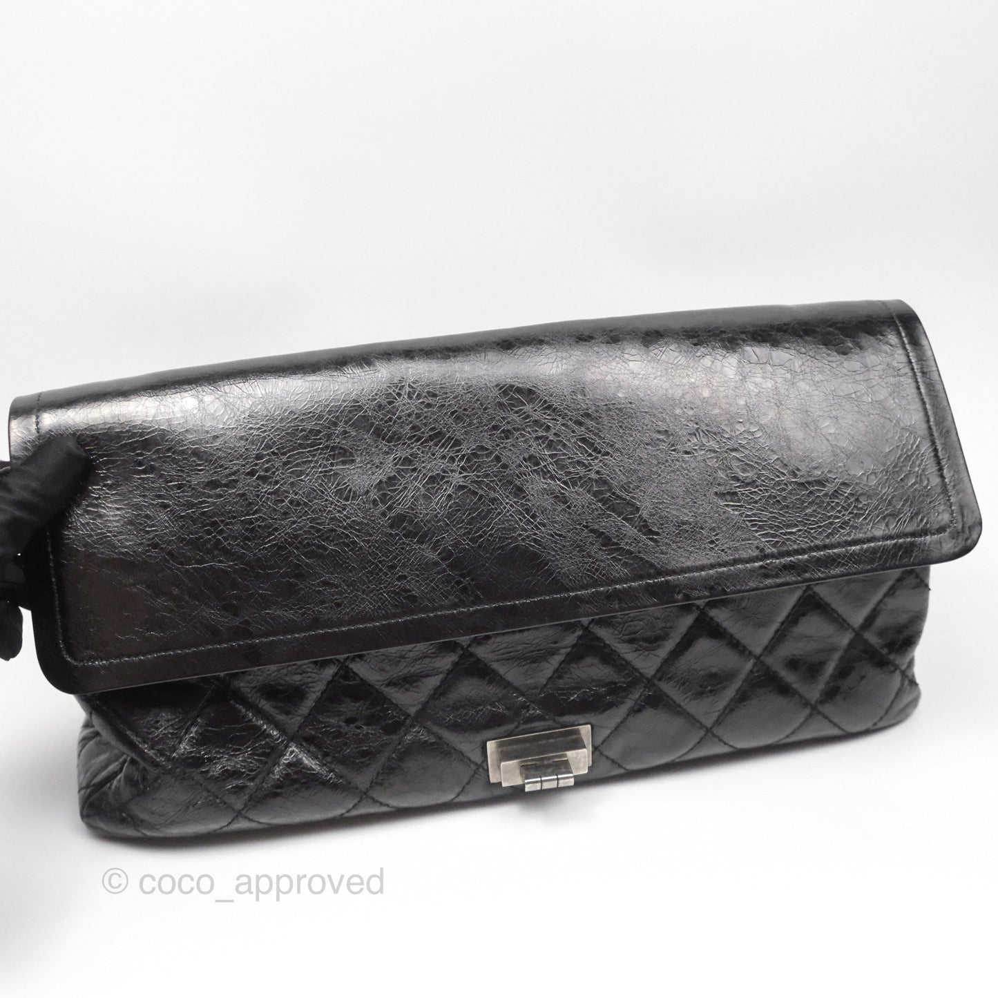 Chanel 228 Reissue Flap Quilted Black Crumpled Calfskin Ruthenium Hardware