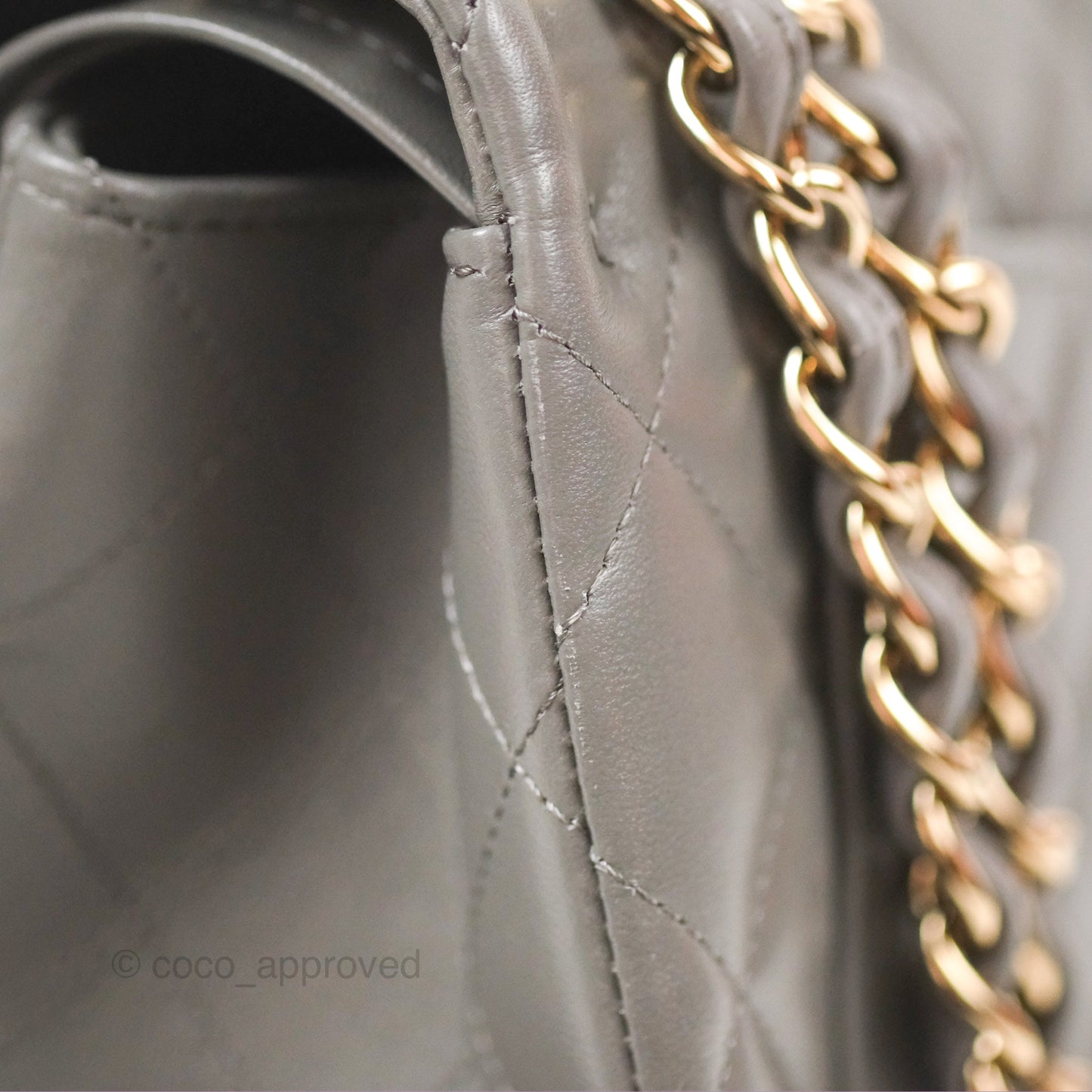 Chanel Jumbo Double Flap Dark Grey Lambskin Gold Hardware⁣⁣