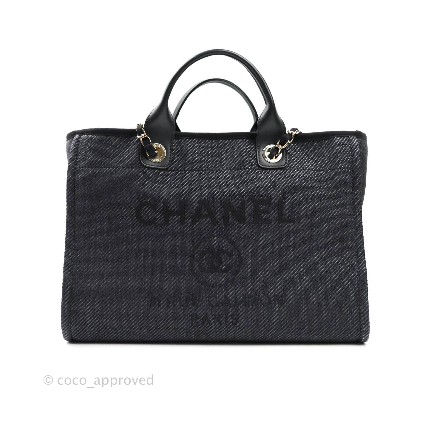 Chanel Large Deauville Charcoal Grey Canvas