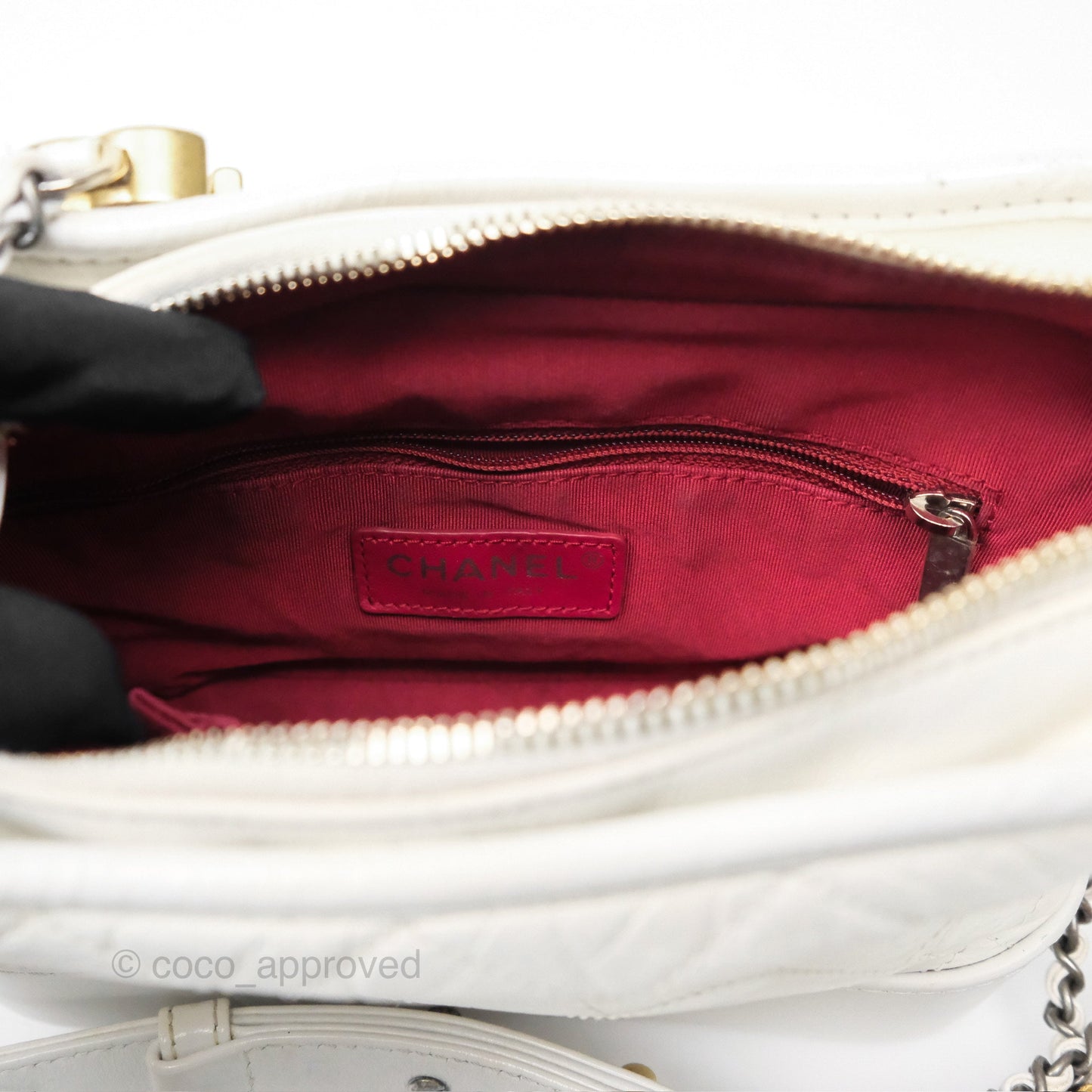 Chanel Small Gabrielle Hobo Quilted White Aged Calfskin