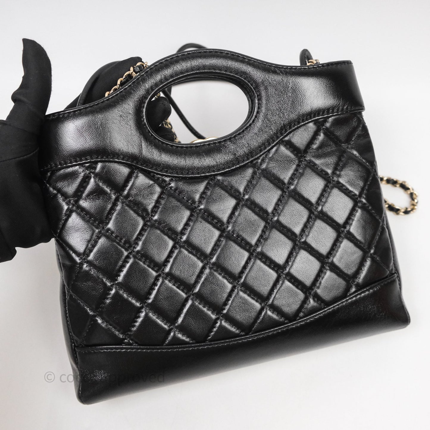 Chanel 31 Mini Black Shiny Calfskin Gold Hardware