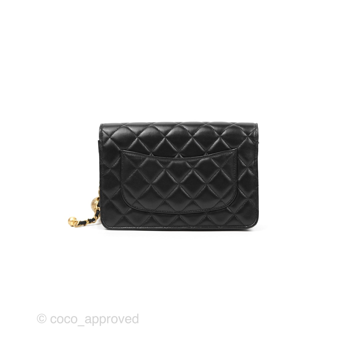 Chanel Quilted Pearl Crush Wallet on Chain WOC Black Lambskin Aged Gold Hardware