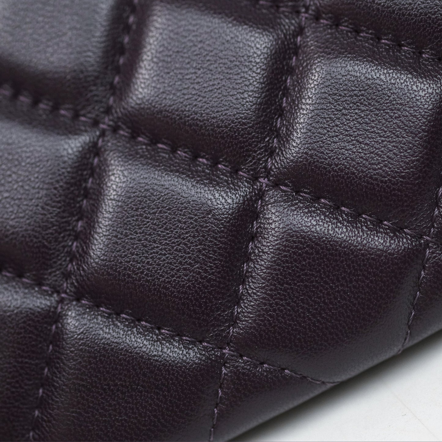 Chanel Quilted Small O Case Dark Purple Lambskin Silver Hardware