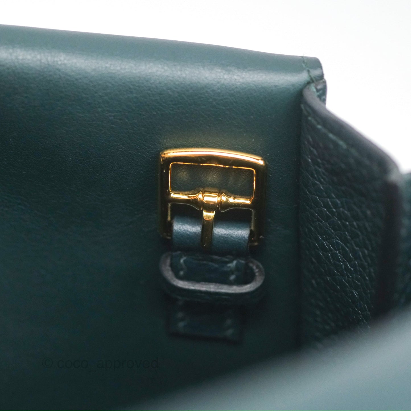 Hermès Halzan 25 Taurillon Clemence 60 Vert Cypres Gold Hardware