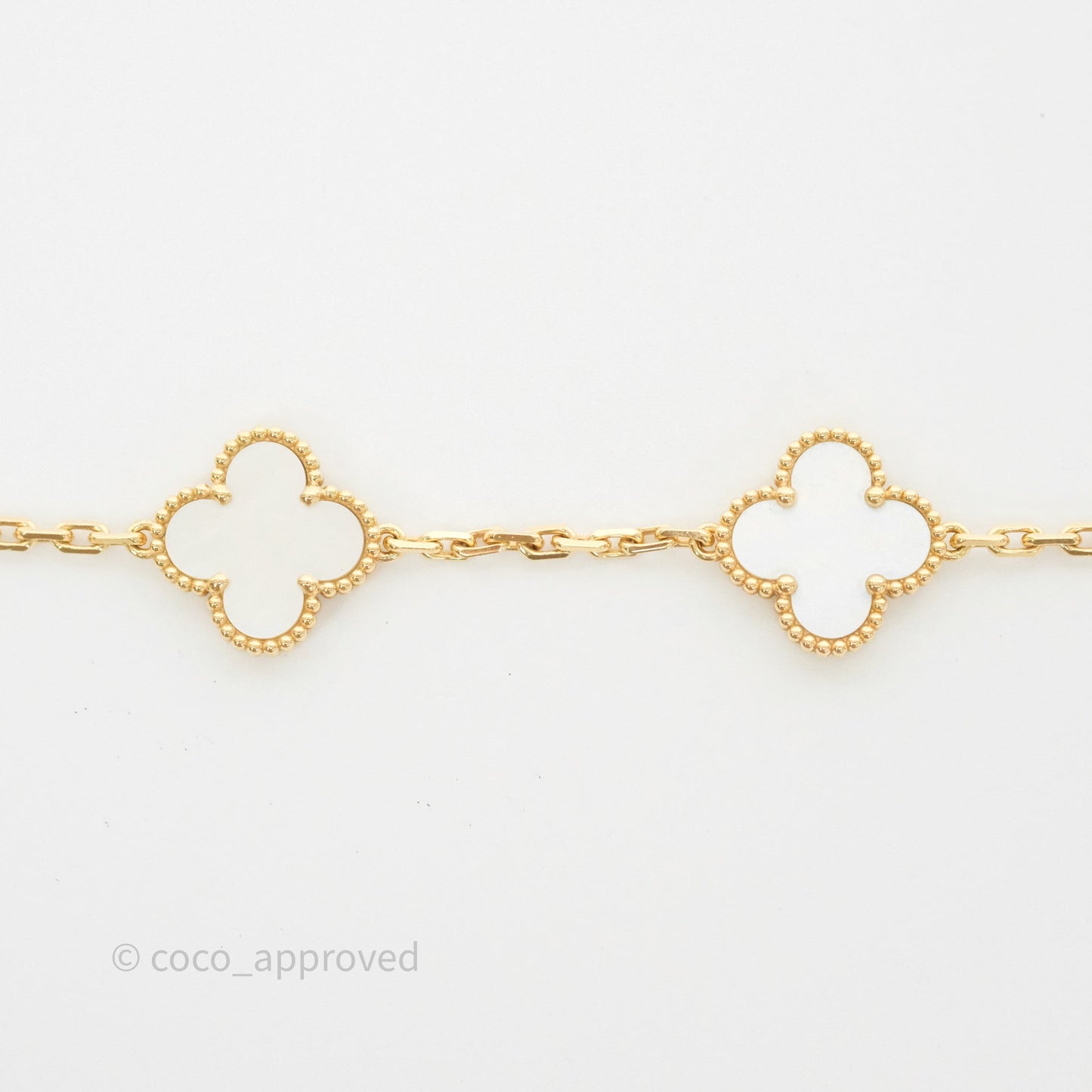 Van Cleef & Arpels Vintage Alhambra 5 Motifs Bracelet White Mother-of-pearl Yellow Gold