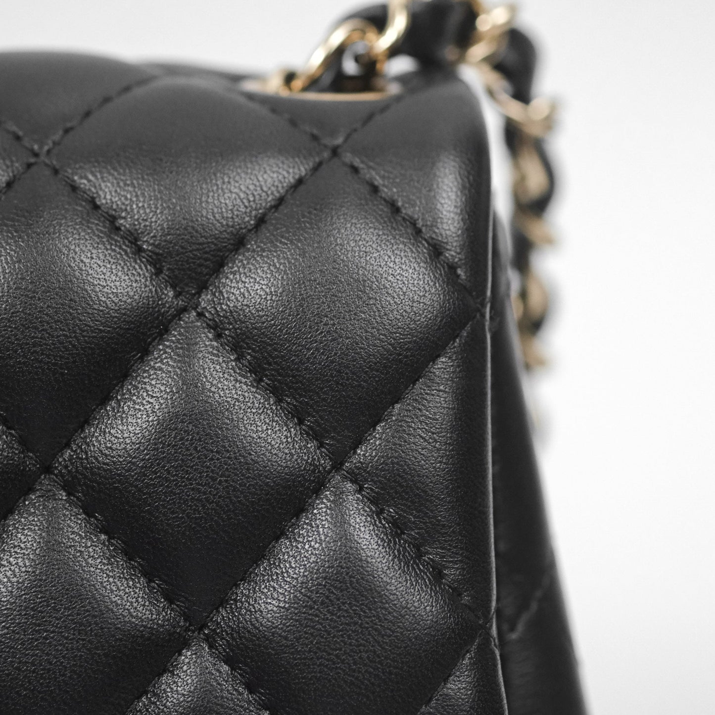 Chanel Quilted Mini Square Flap Black Lambskin Gold Hardware