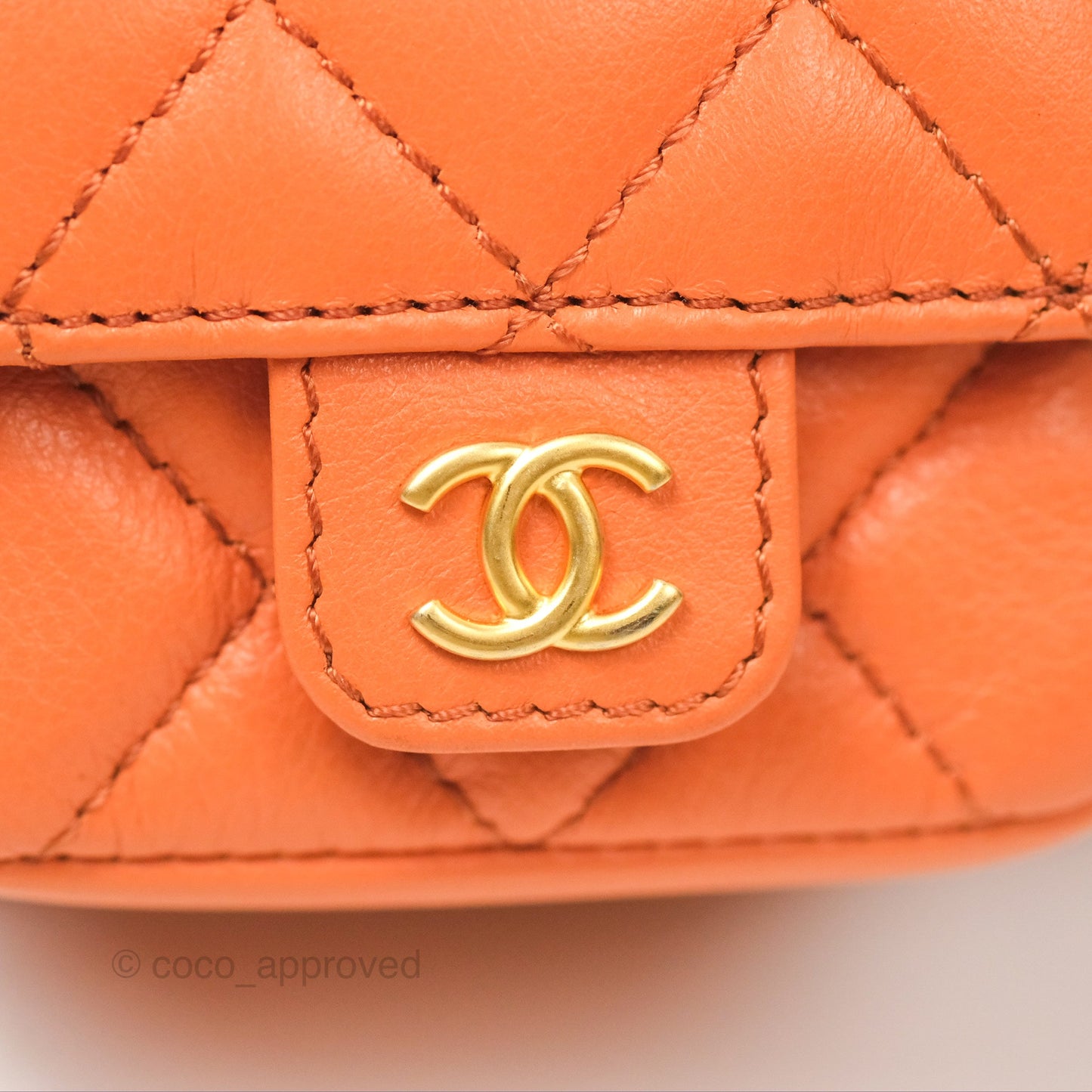 Chanel Small Drawstring Backpack Orange Calfskin Aged Gold Hardware 23A