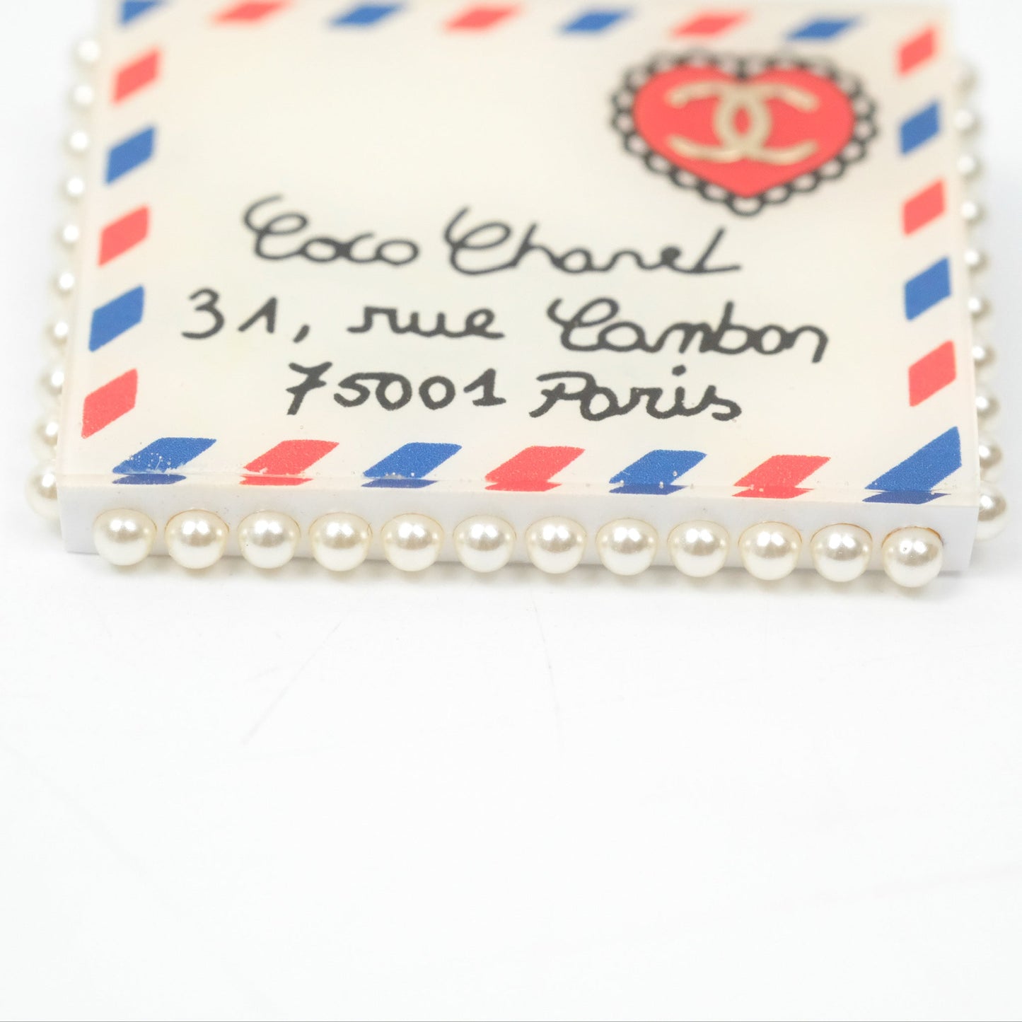 Chanel CC Postcard Pearl Brooch Gold Tone 19C