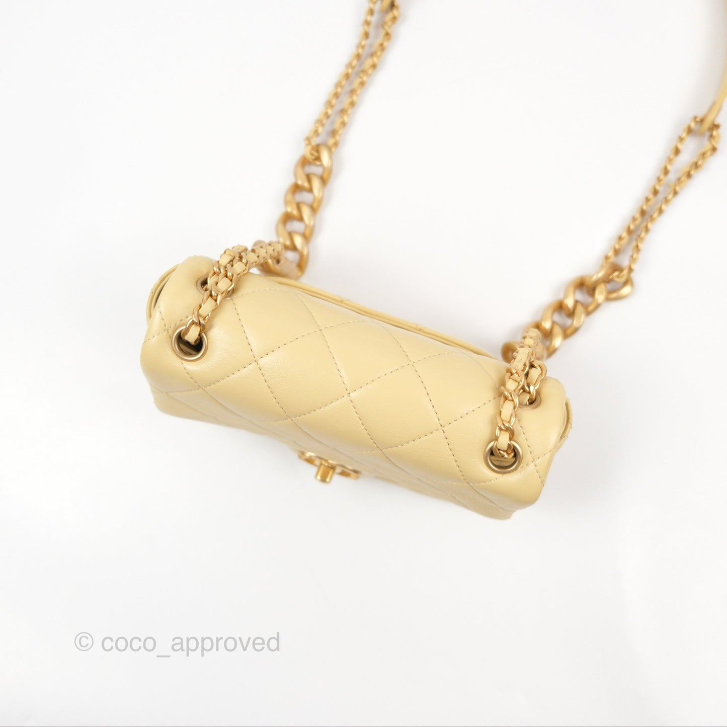 Chanel Small Flap Bag with Chain Strap Yellow Lambskin Aged Gold Hardware