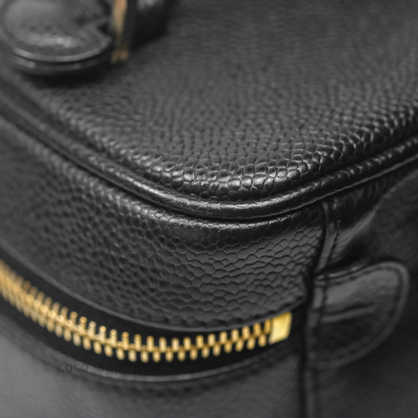 Chanel Vintage Vanity Case Black Caviar Gold Hardware
