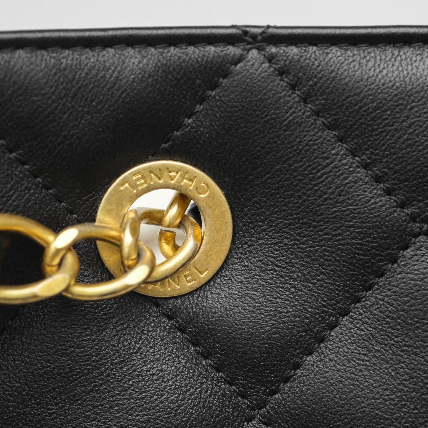 Chanel Stitched Large Shopping Bag Black Calfskin Aged Gold Hardware