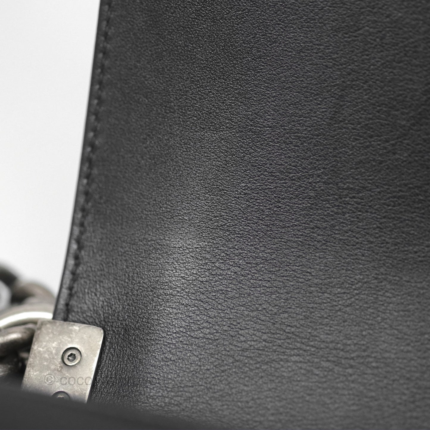 Chanel Small Boy Black Calfskin Ruthenium Hardware