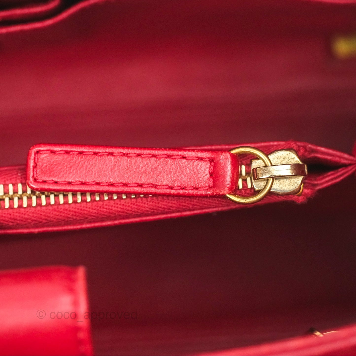 Chanel Tote Bag Red Lambskin Aged Gold Hardware