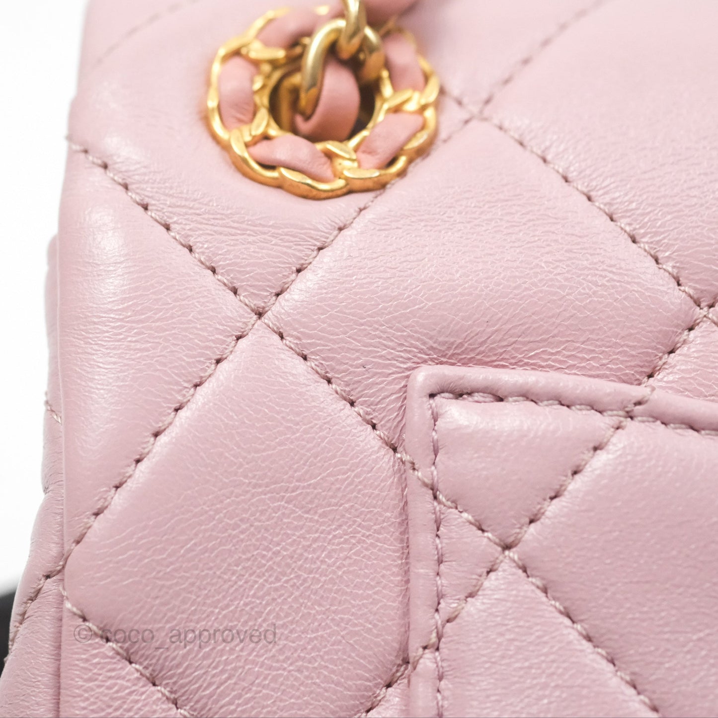 Chanel Flap Bag Dusty Pink Lambskin Aged Gold Hardware 24P