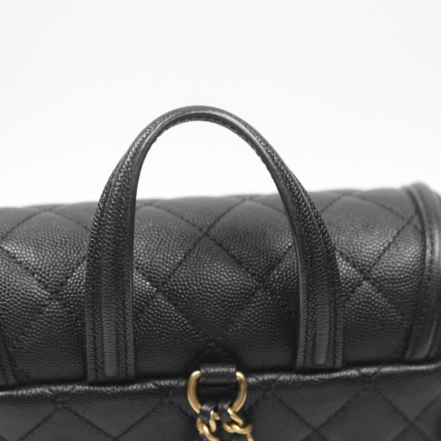 Chanel Small Quilted Filigree Backpack Black Caviar Aged Gold Hardware