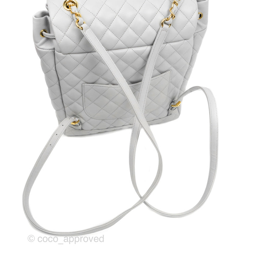 Chanel Large Quilted Urban Spirit Backpack Grey Gold Hardware