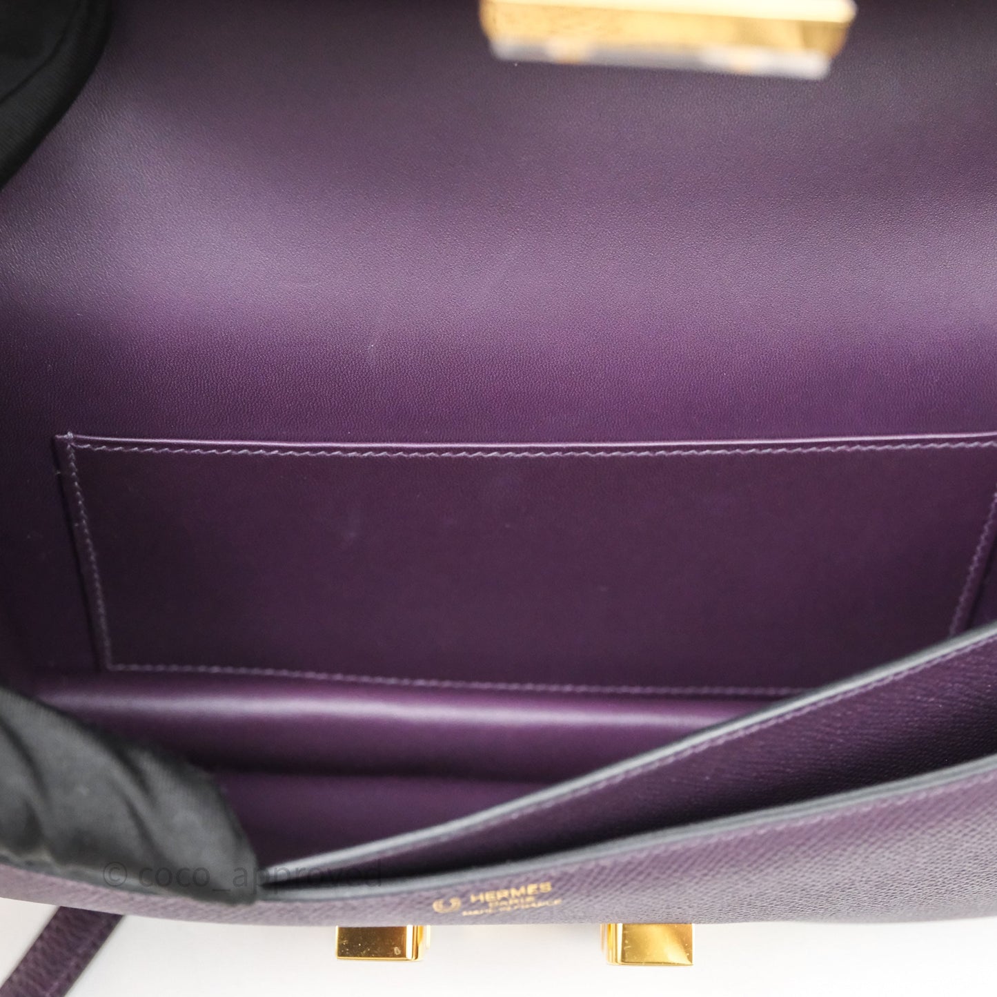 Hermès Constance Elan Raisin 59 Epsom Gold Hardware