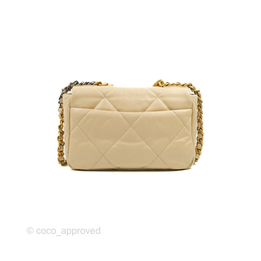 Chanel 19 Small Beige Goatskin Mixed Hardware