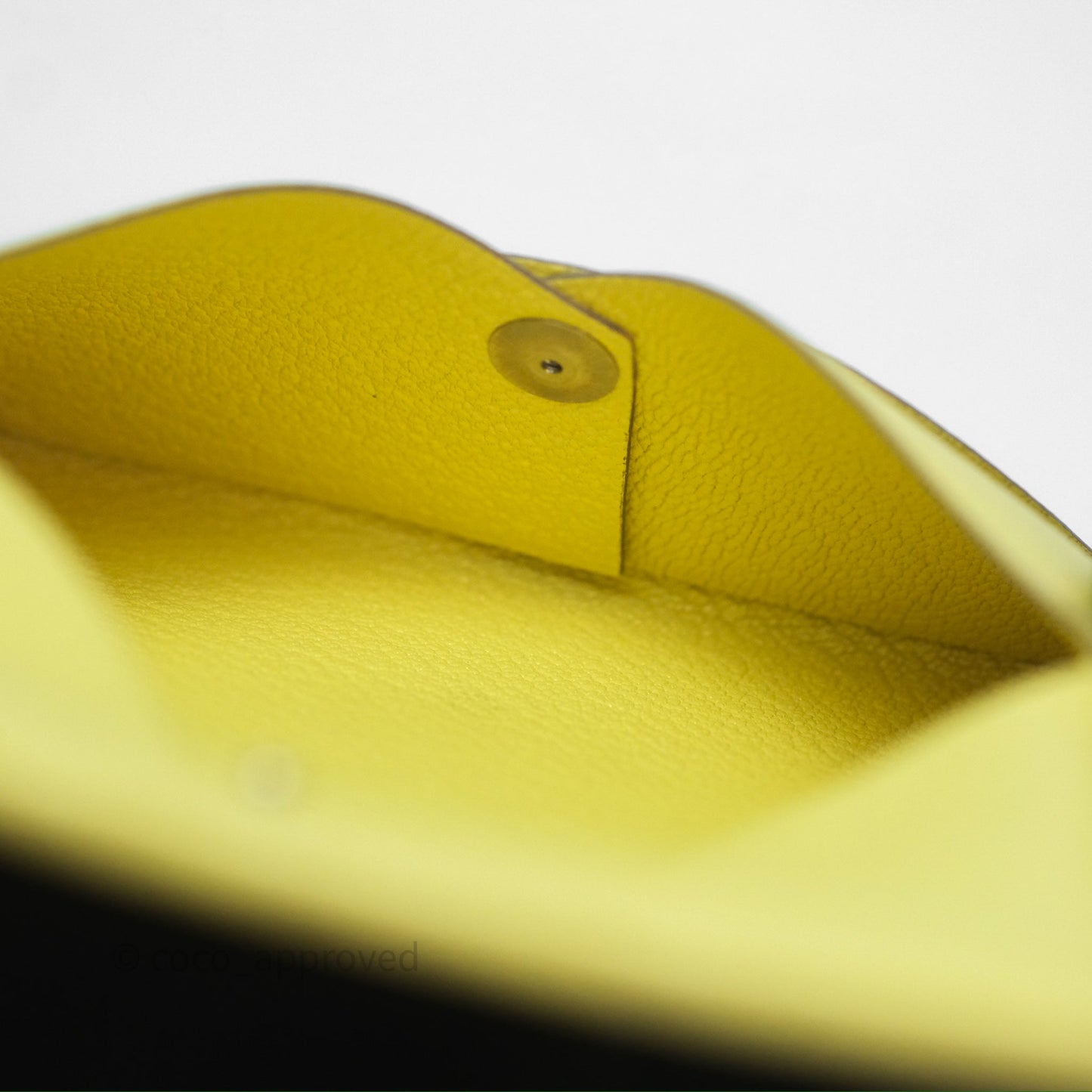 Hermès Calvi Card Holder Limoncello Chèvre Mysore Palladium Hardware