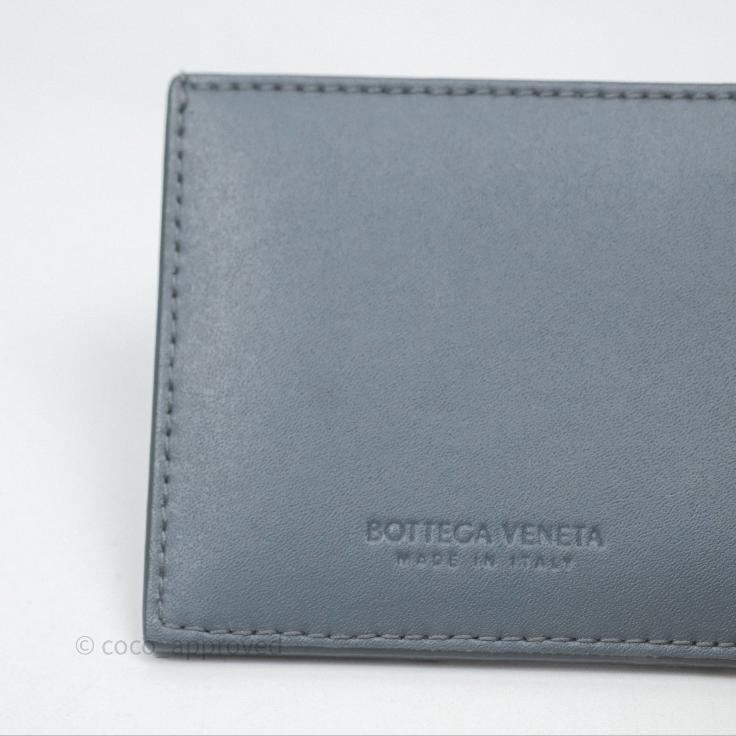 Bottega Veneta Cassette Credit Card Case Grey Blue