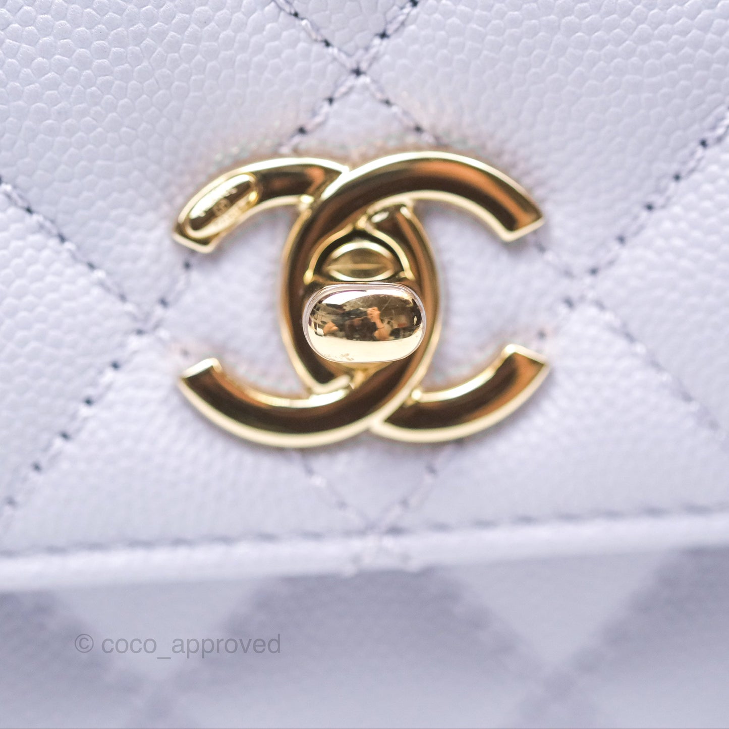 Chanel Small Coco Handle Quilted Lilac Caviar Gold Hardware