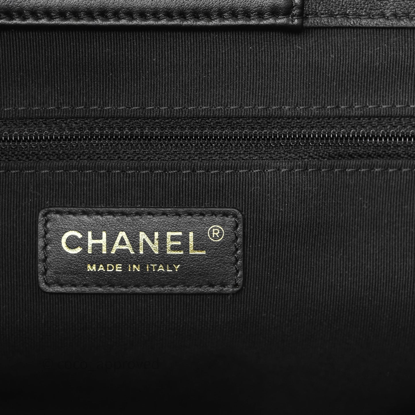 Chanel Stitched Large Shopping Bag Black Calfskin Aged Gold Hardware