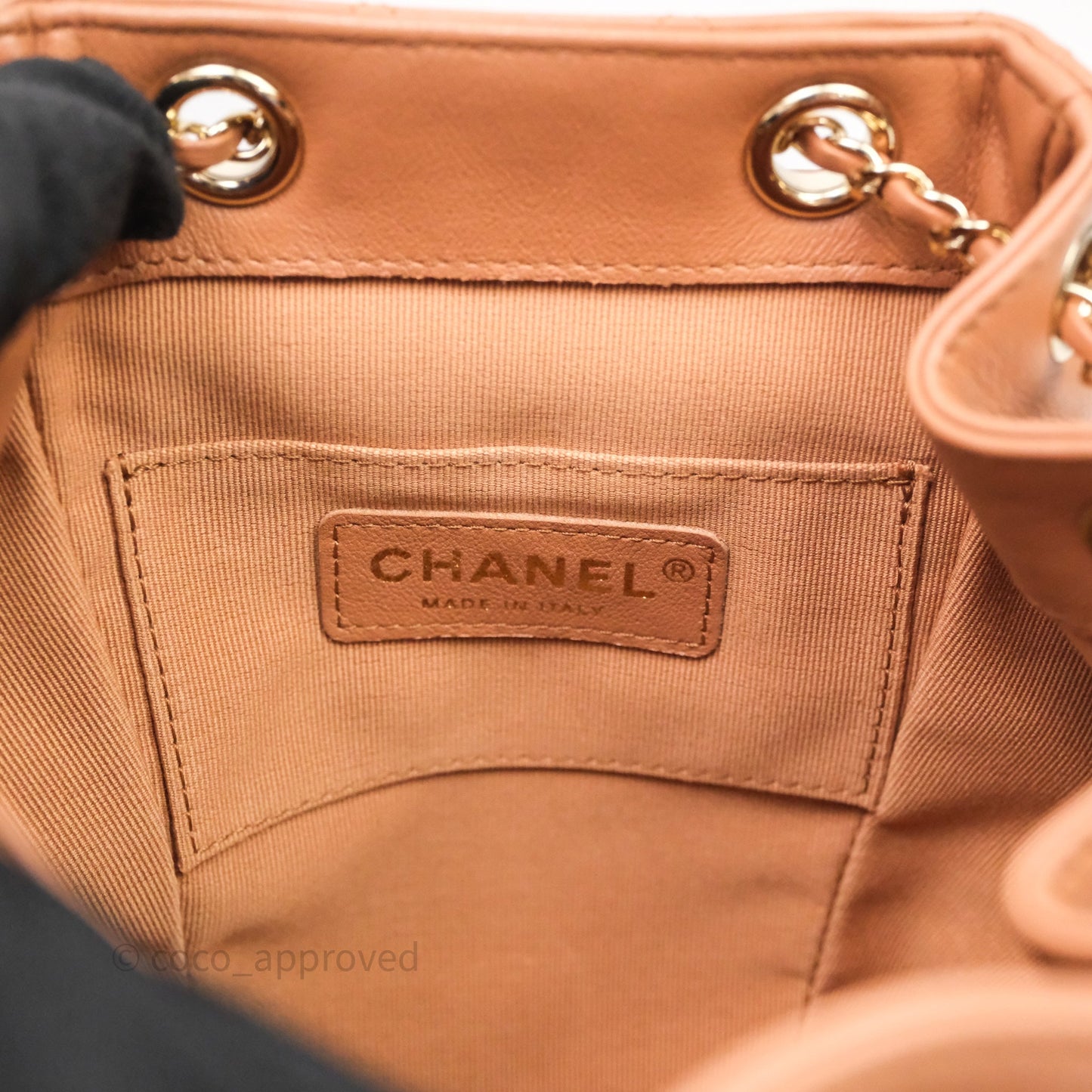 Chanel Small Duma Drawstring Backpack Camel Calfskin
