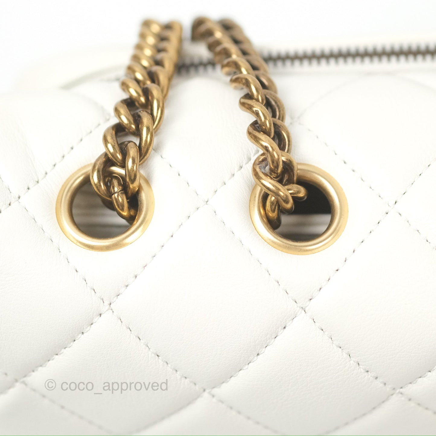 Chanel CC Crown Flap White Calfskin Antique Gold Hardware