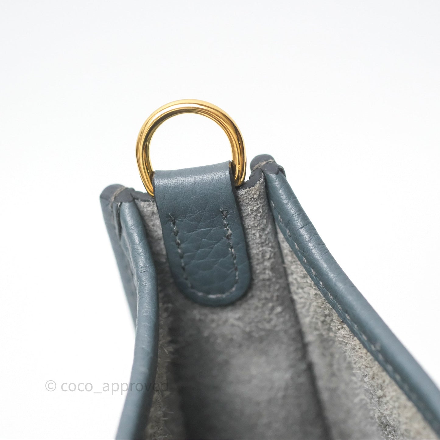 Hermès Mini Evelyne 16 Bleu Orage Y7 / Bleu Brume T0 Clemence Gold Hardware