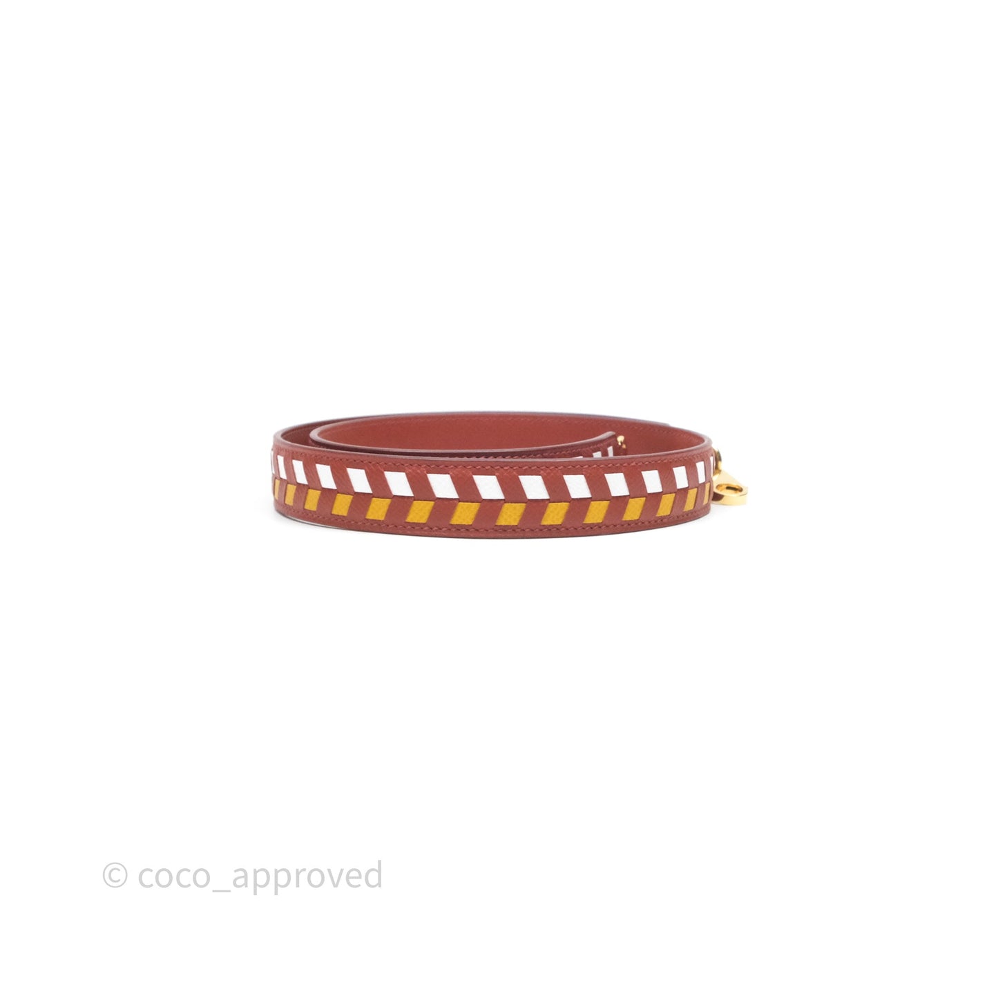 Hermès Tressage Cuir Chevron Strap 25mm Gold Hardware