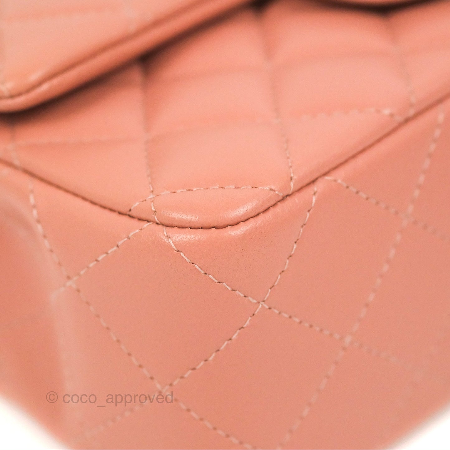 Chanel Quilted Mini Rectangular Flap Salmon Pink Lambskin Silver Hardware 21B