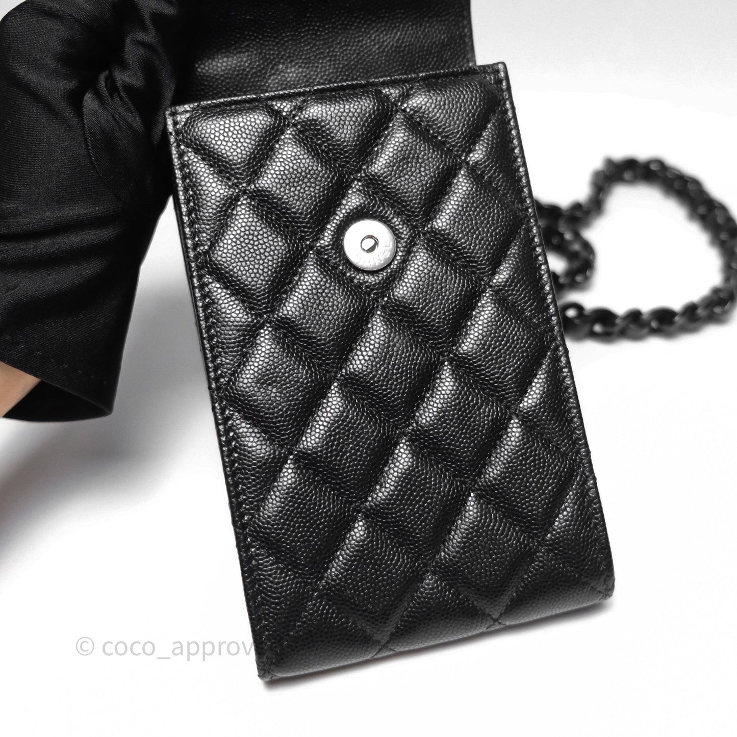 Chanel Incognito Phone Holder So Black Caviar Black Hardware