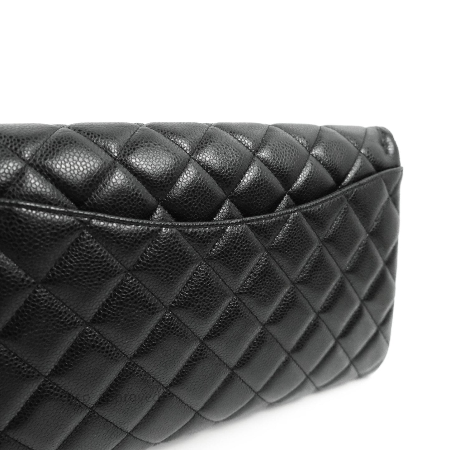 Chanel Quilted Clutch with Chain Caviar Black Silver Hardware