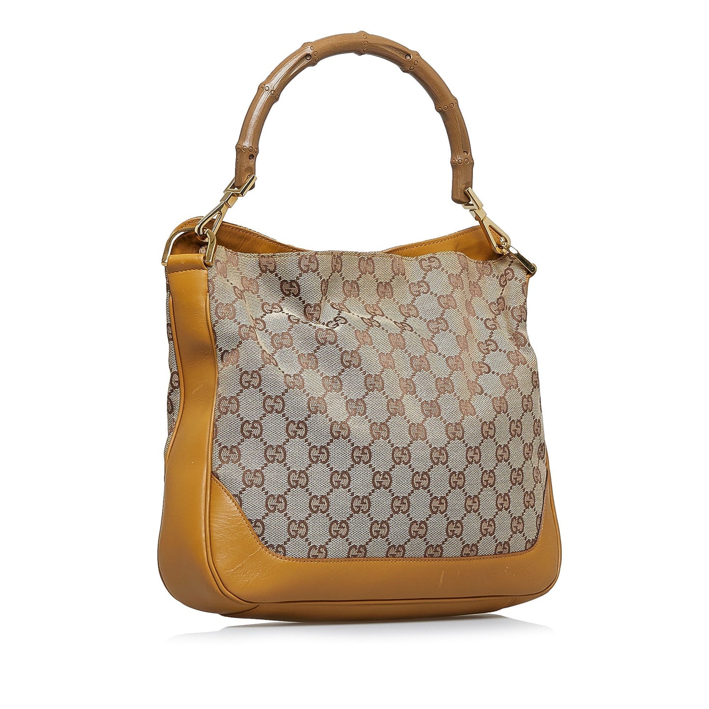 Luxury Gucci GG Canvas Bamboo Web Satchel