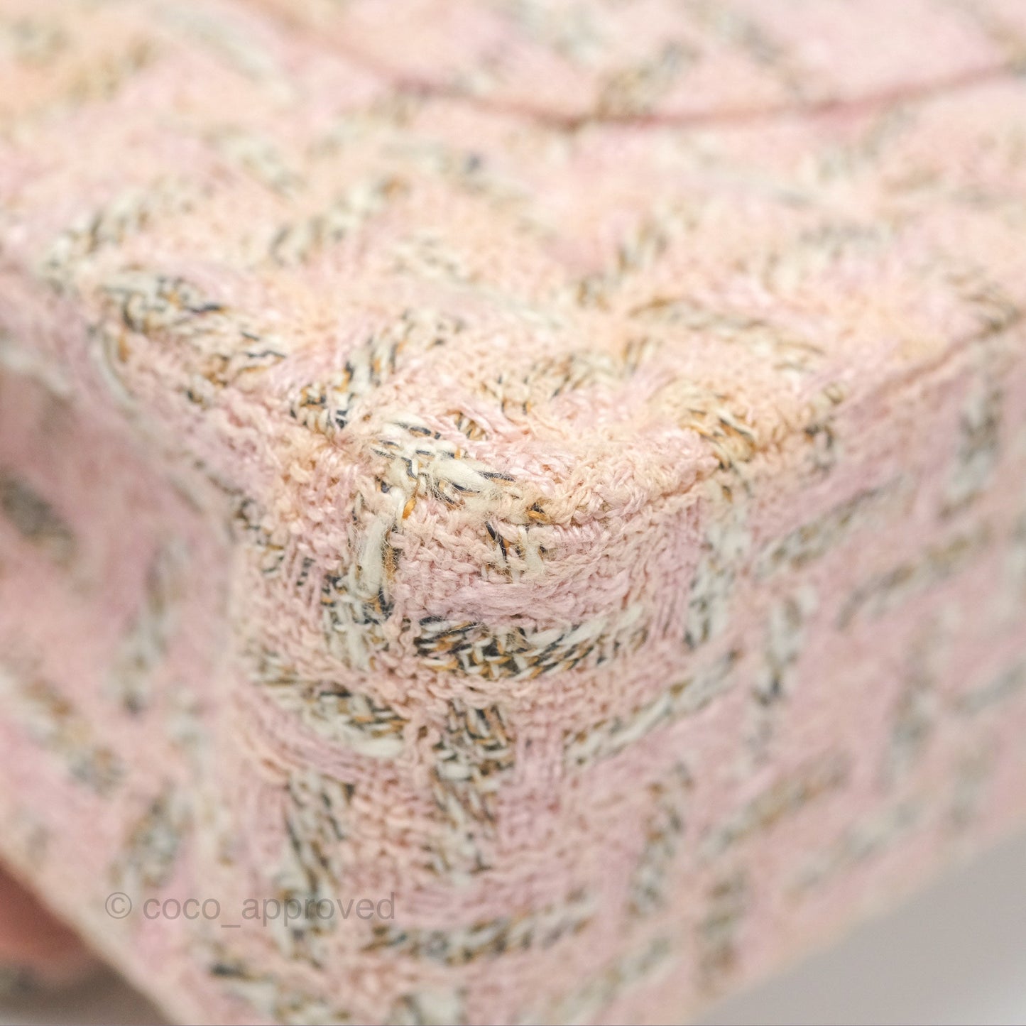 Chanel Classic M/L Medium Flap Quilted Pink Tweed Silver Hardware