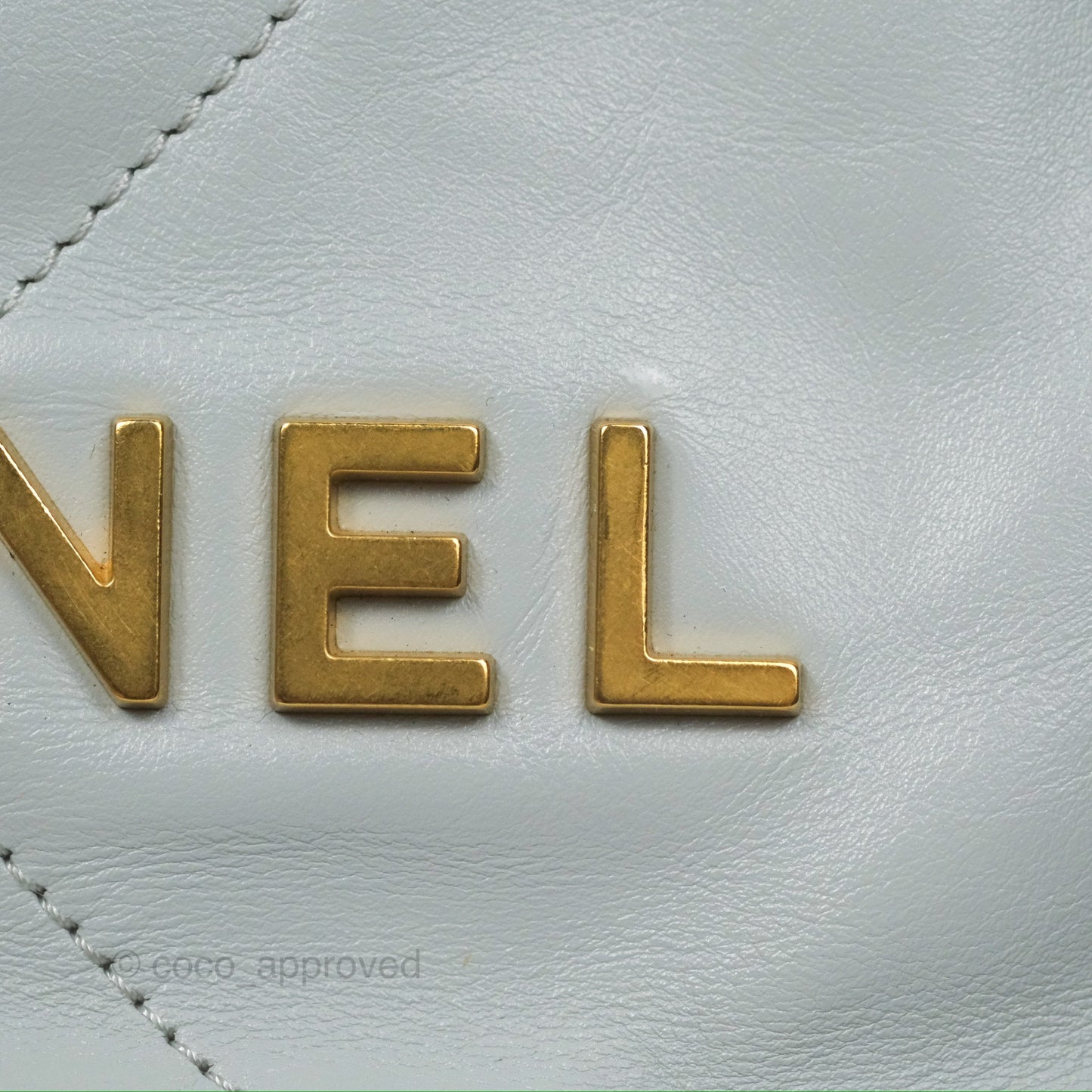 Chanel 22 Mini Bag Light Blue Grey Shiny Calfskin
