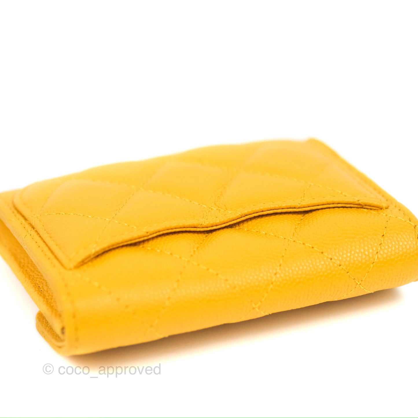 Chanel Classic Flap Coin Purse Yellow Caviar Gold Hardware