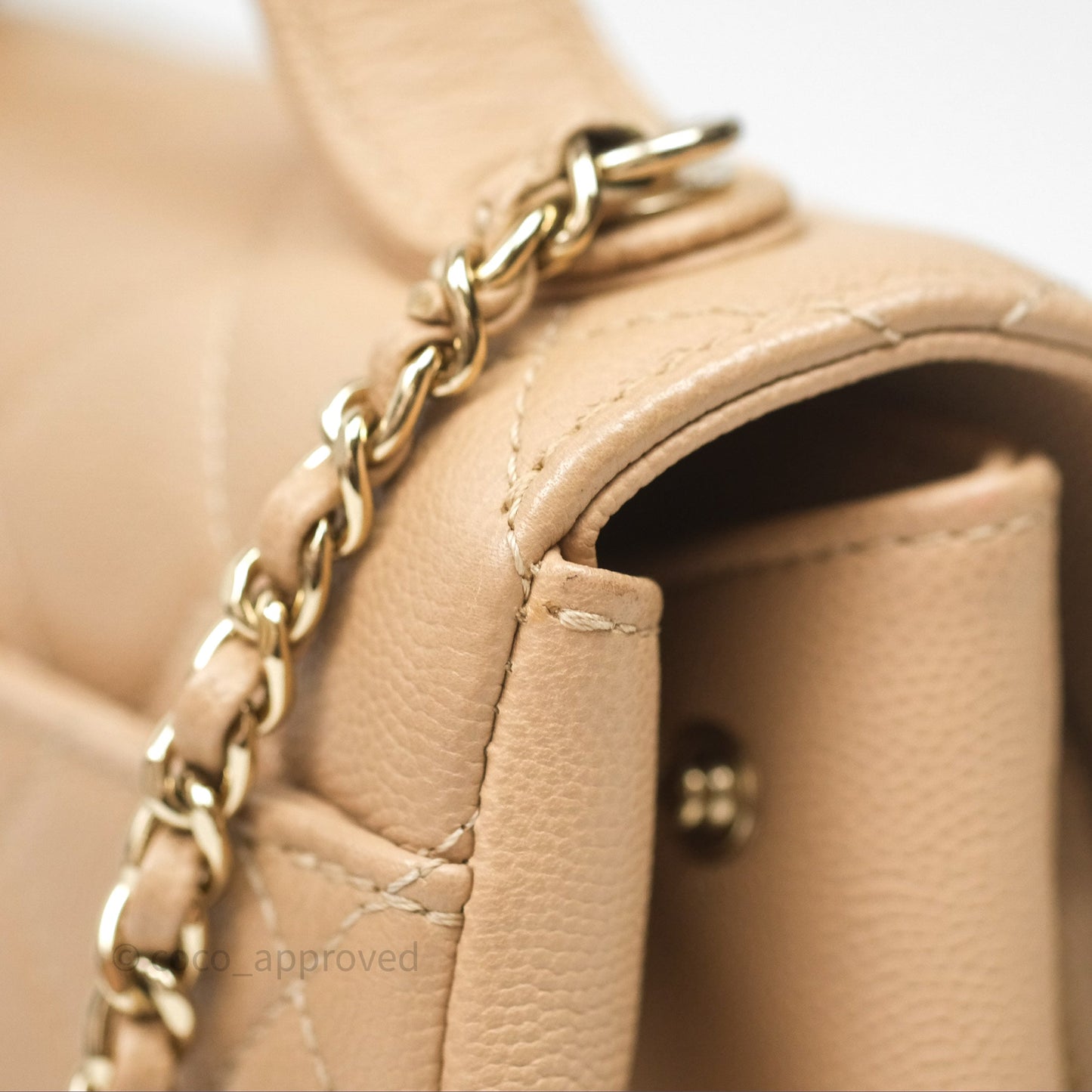 Chanel Quilted Small Business Affinity Flap Beige Caviar Gold Hardware
