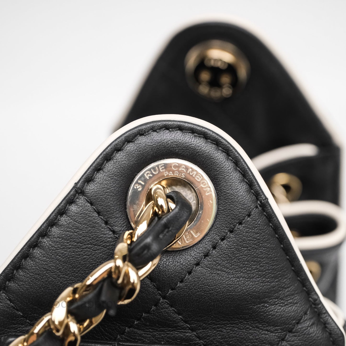Chanel 25 Mini Bag Black/ White Calfskin Gold Hardware