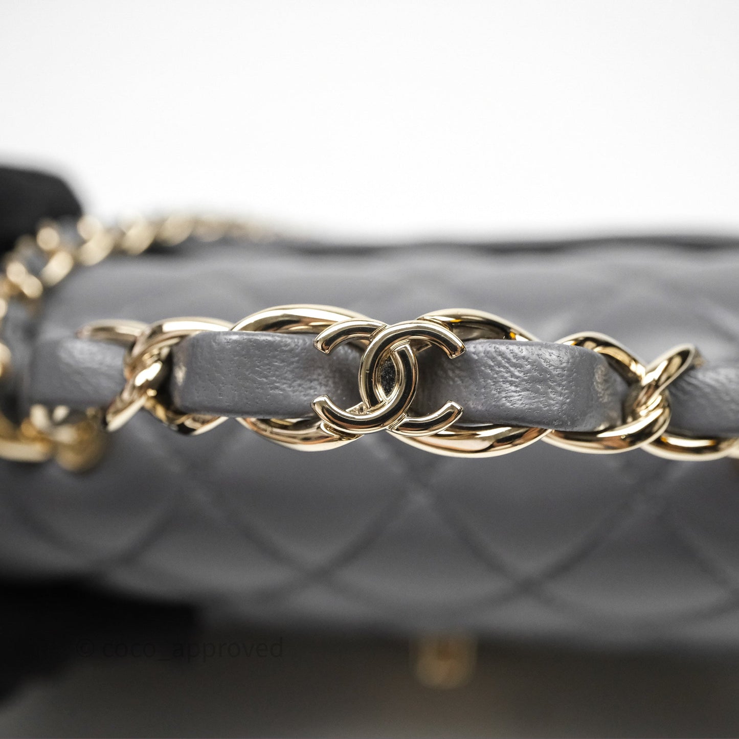 Chanel Chain Top Handle Mini Rectangular Flap Grey Lambskin Gold Hardware