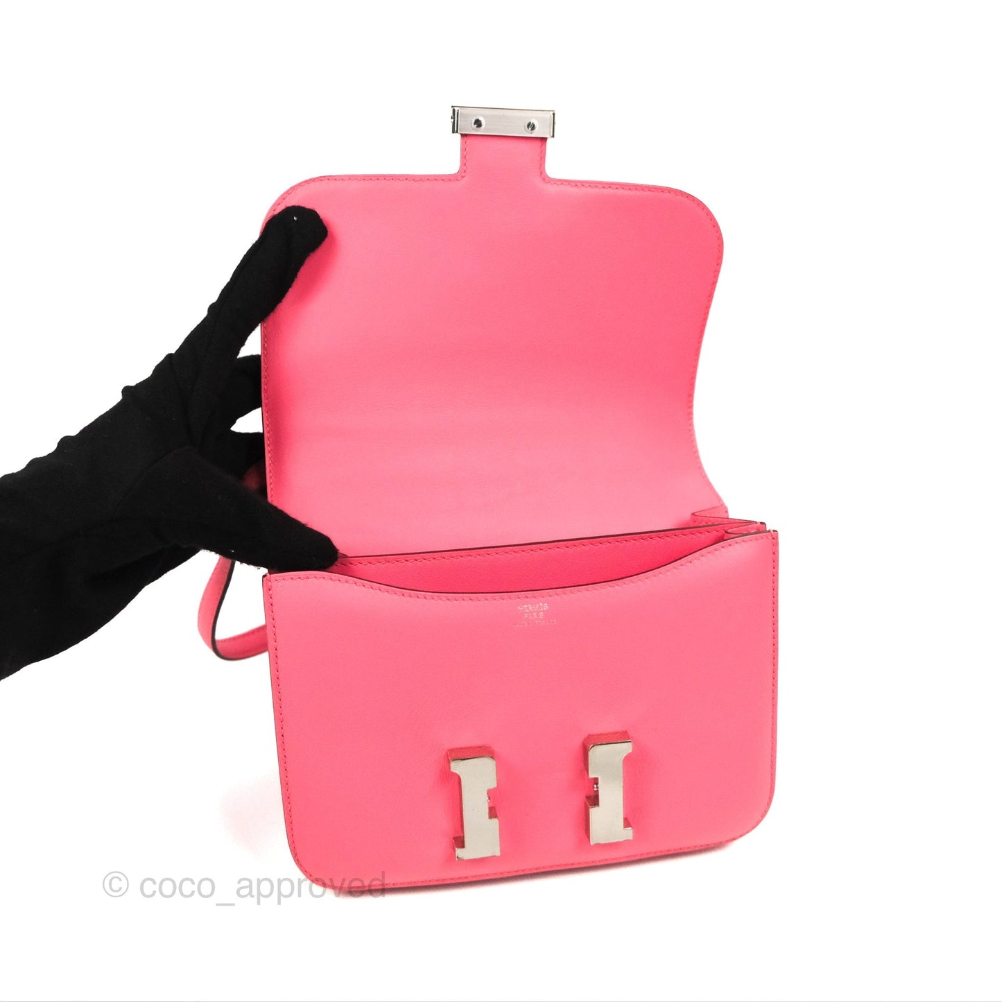 Hermès Constance Mini 18cm Rose Azalee Swift Palladium Hardware