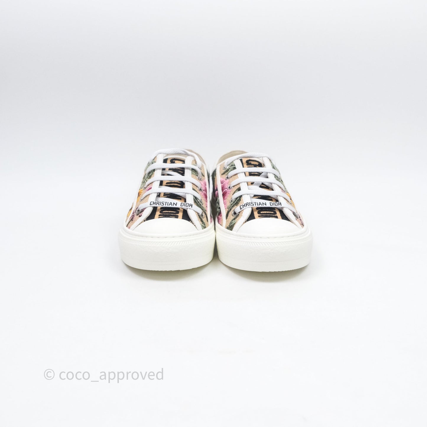 Dior Walk'n'Dior Sneakers Beige Floral Embroidered Canvas Size 37