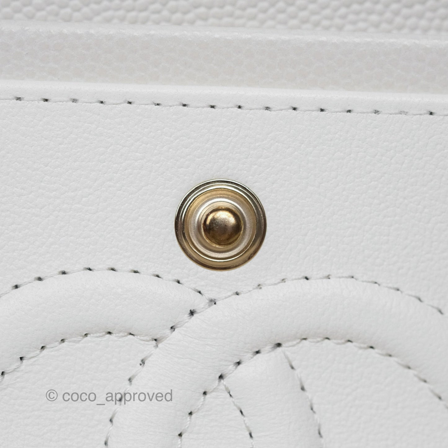 Chanel Small Classic Flap Quilted Ivory White Caviar Gold Hardware