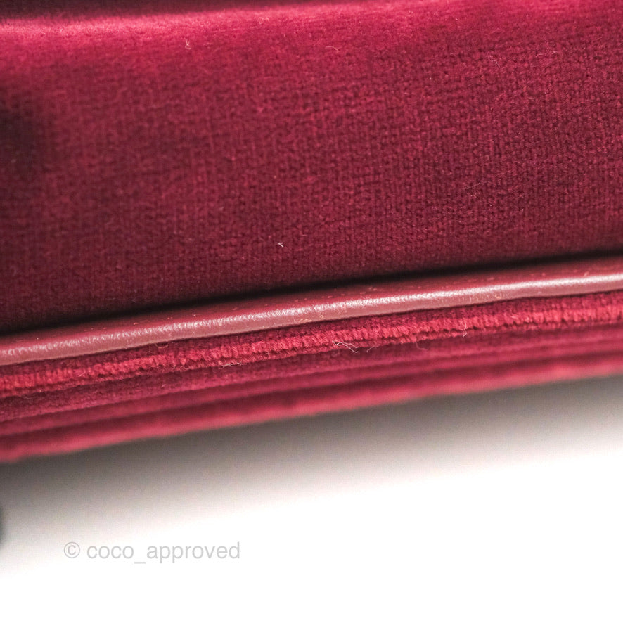 Chanel Small Boy Burgundy Velvet Ruthenium Hardware