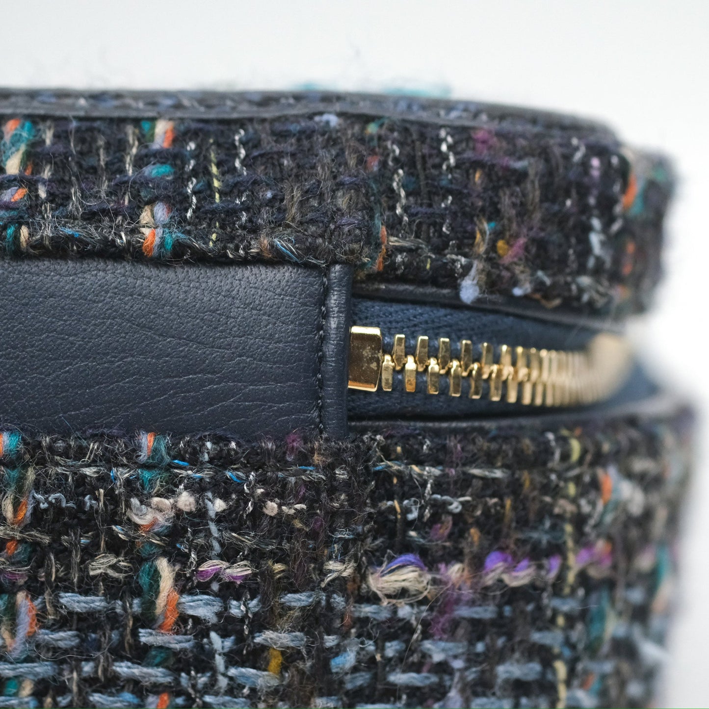 Chanel Quilted Medium CC Filigree Vanity Case Navy Tweed Python