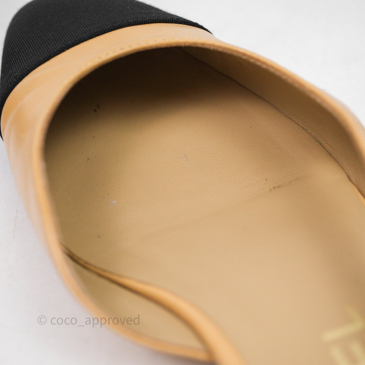 Chanel Classic Slingback Flats Beige Black Size 36
