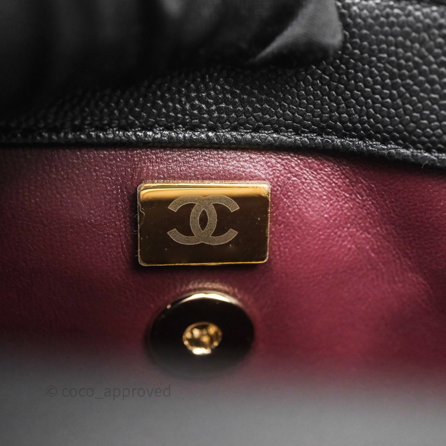 Chanel Small Quilted Coco Handle Black Caviar Gold Hardware