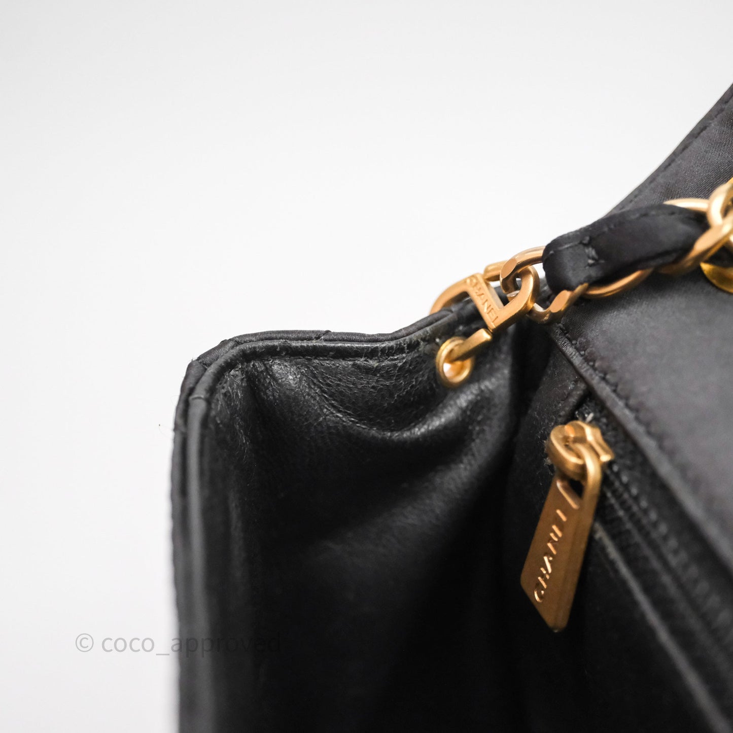 Chanel Vintage Mini Rectangular Black Satin Matte Gold Hardware
