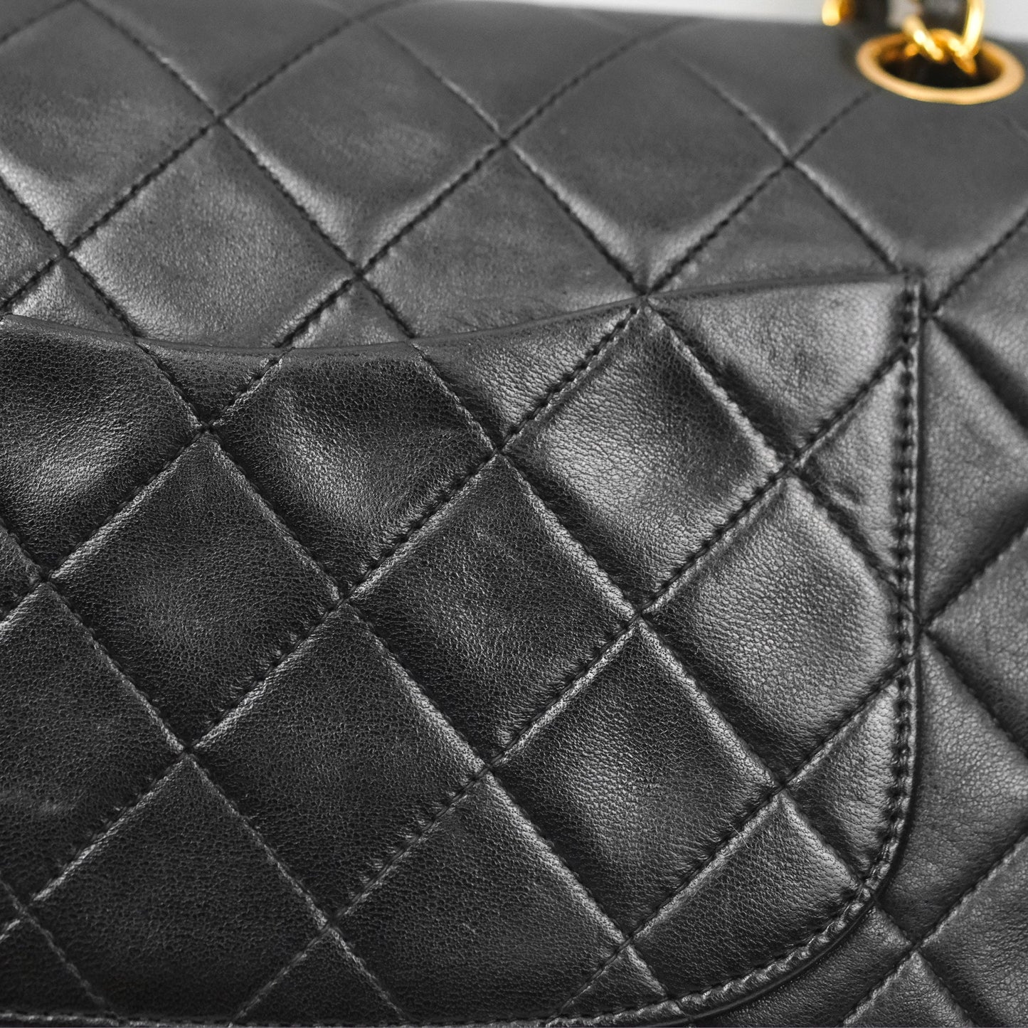Chanel Vintage Classic Medium Flap Black Lambskin 24K Gold Hardware